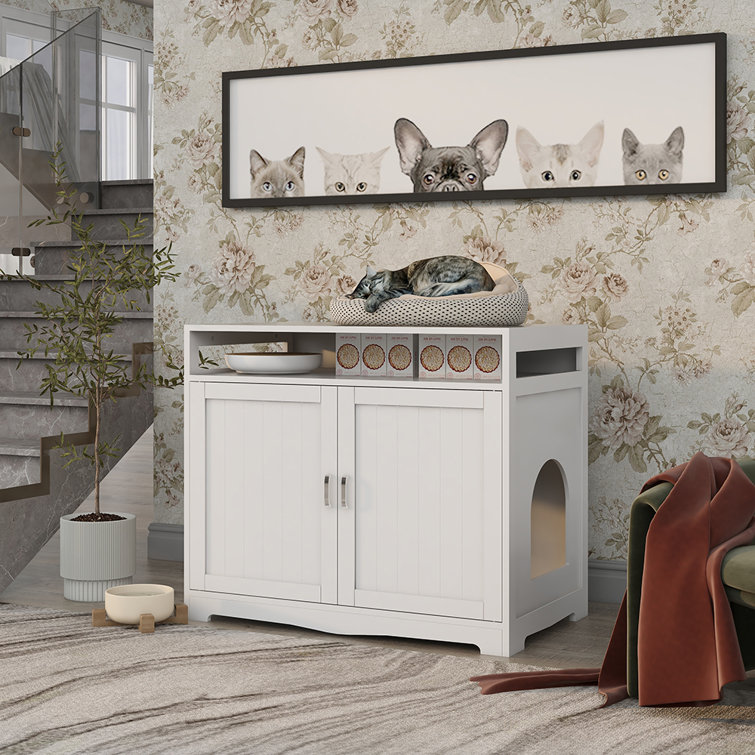 Cat litter storage outlet bench